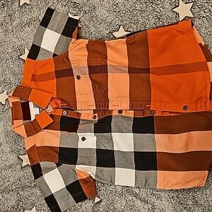 Camber Poplin Check Shirt Tangerine Size 6